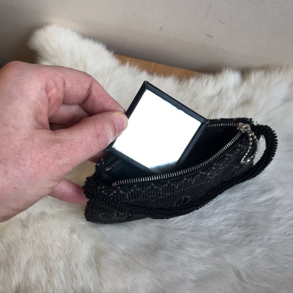 Vintage Micro Beaded Clutch Cocktail Bag Black - Picture 5 of 6